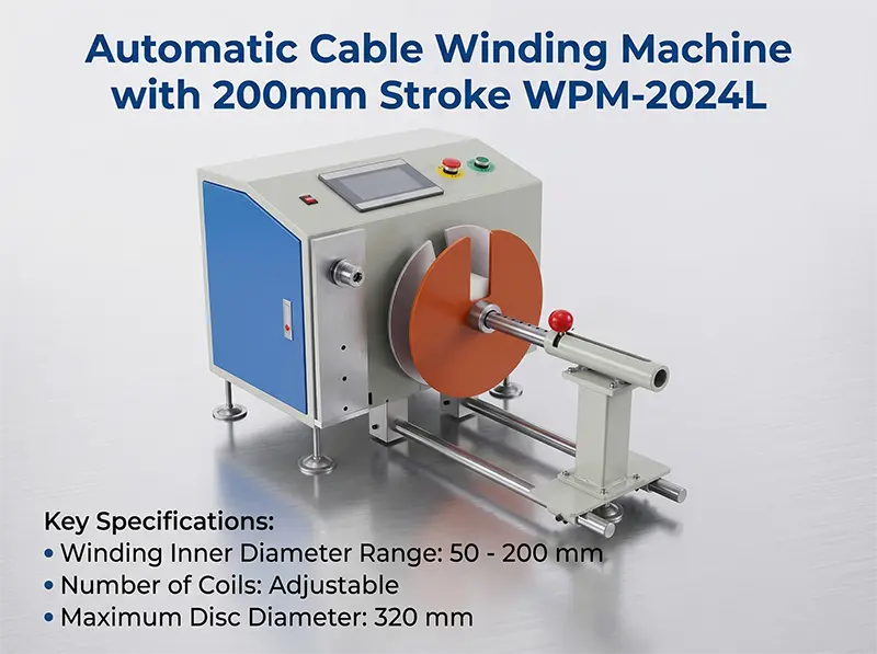 Avvolgitrice Automatica per Cavi con Disposizione, 50-200mm, WPM-2024L