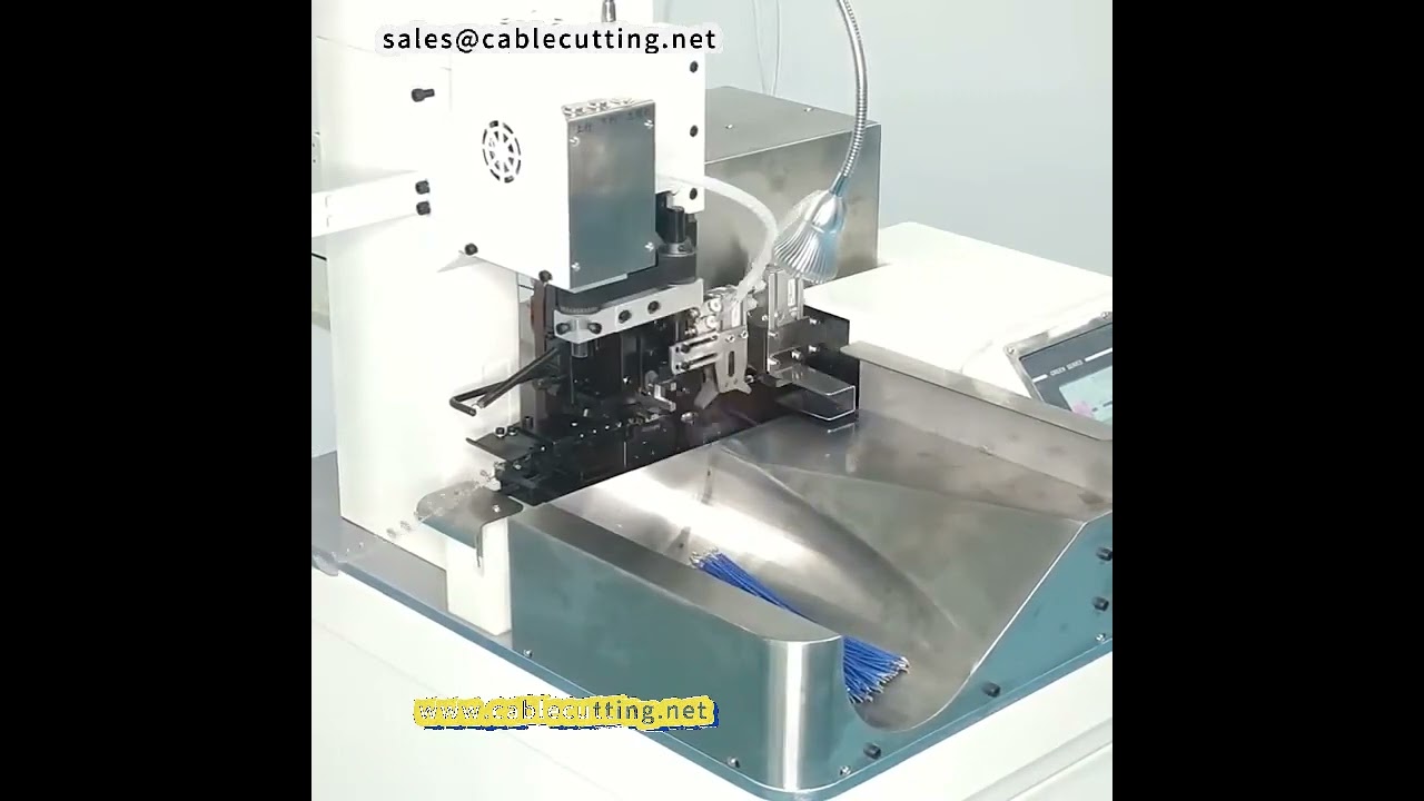 Macchina automatica per terminali a doppia testa: taglio, spelatura, torsione e crimpatura