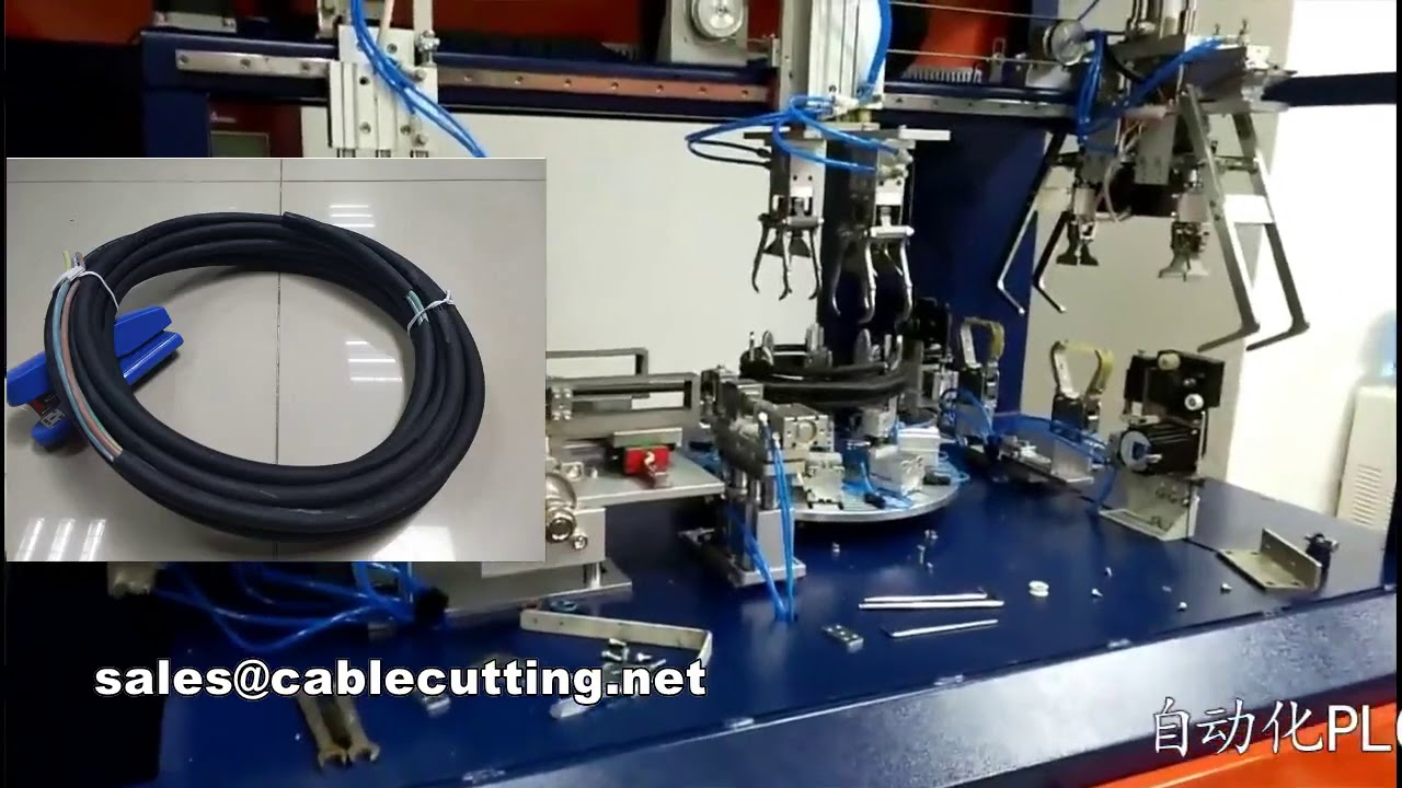 Macchina automatica per taglio, spellatura, avvolgimento, bobina e legatura di cavi elettrici